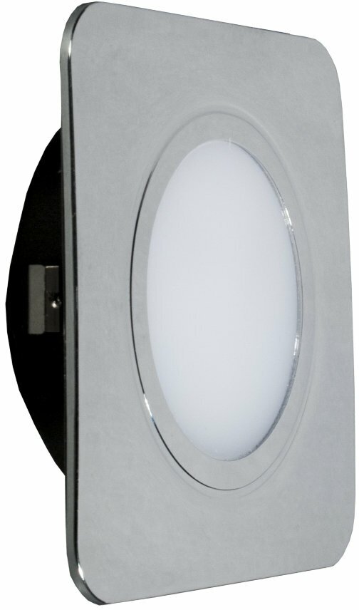 Встраиваемый светильник GLS LED Polus-К (матовое стекло), 4 Вт, 220V IP44,3000К, светодиодный мебельный врезной, цвет хром