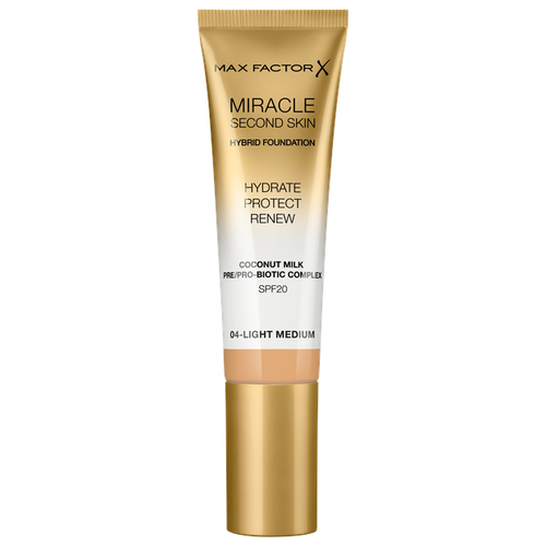 Max Factor Тональный крем Miracle Touch Second Skin, SPF 20, 30 мл/50 г, оттенок: 04 light medium