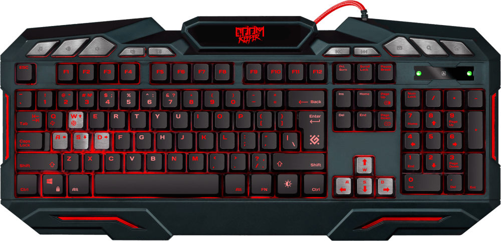 Defender Клавиатура Defender GK-100DL Doom Keeper 45100, подсветка, водостойкая, черный (USB) (ret)