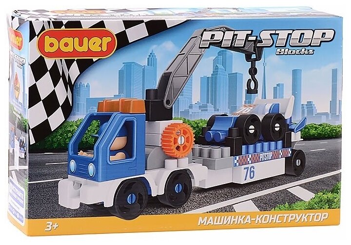 Набор с эвакуатором и гоночной машиной Bauer "Pit Stop" 51 деталь - фото №5