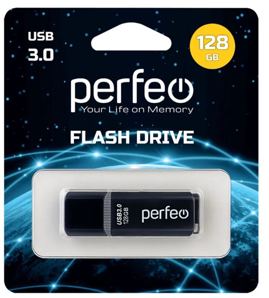 USB Флеш Perfeo 128 ГБ, черный PF-C12B128