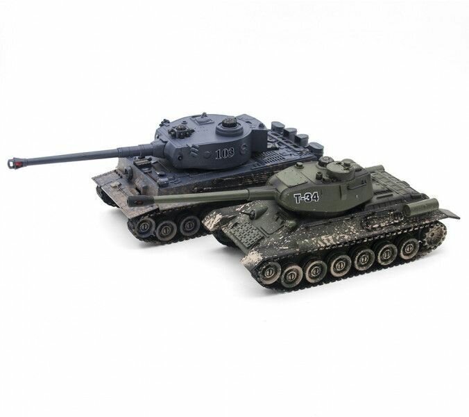 Радиоуправляемый танковый бой T34 Tiger масштаб 1:28 с эффектом грязи ZEGAN 99824D