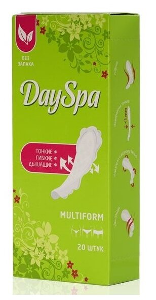 Прокладки ежедневные Day Spa без запаха, мультиформ, 20 шт.
