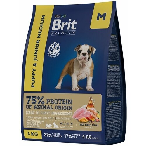 Brit Premium Dog Puppy and Junior Medium 2шт по 3кг курица сухой для щенков и молодых собак