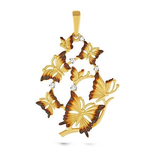 фото Подвеска бабочки с 5 бриллиантами из жёлтого золота 13-2788-1000 kabarovsky