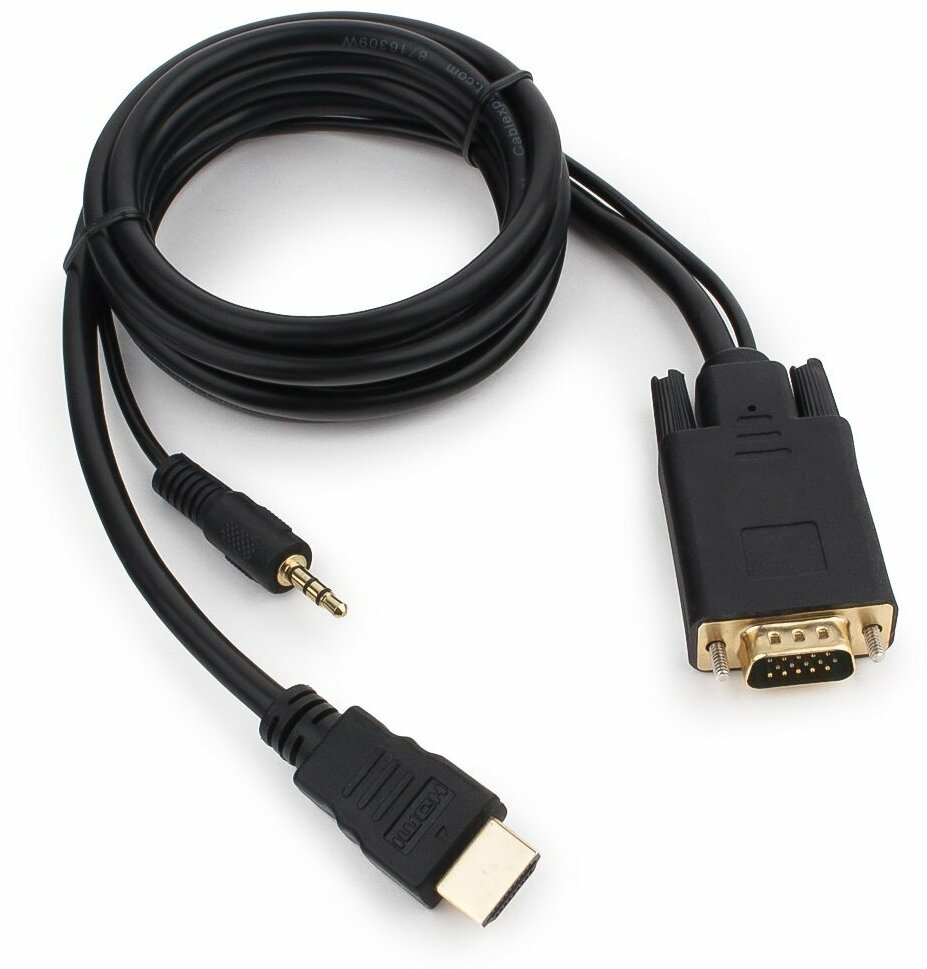 Аксессуар Gembird Cablexpert HDMI-VGA 19M/15M + 3.5Jack 1.8m Black - фото №1