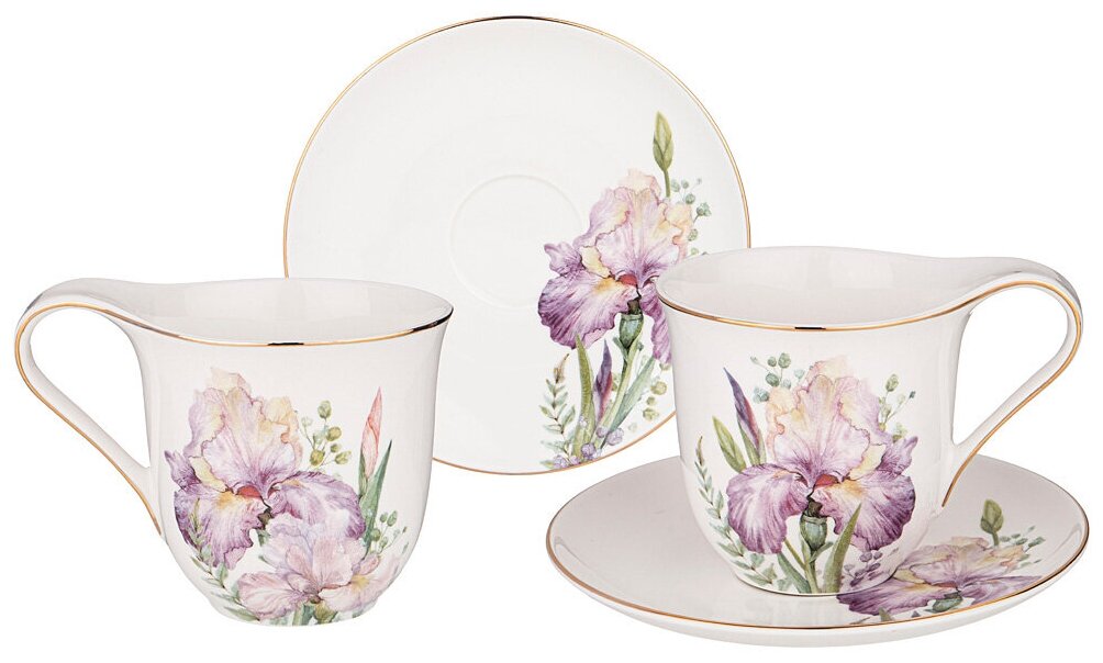 Чайный набор из 4х предметов, на 2 персоны Lefard "Irises" чашки 275мл, блюдца, фарфор