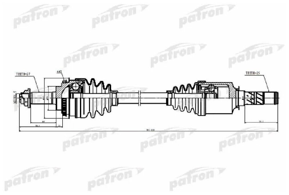 Полуось лев/прав SUBARU: FORESTER 03-08 IMPREZA 2005 PATRON PDS5528 | цена за 1 шт | минимальный заказ 1