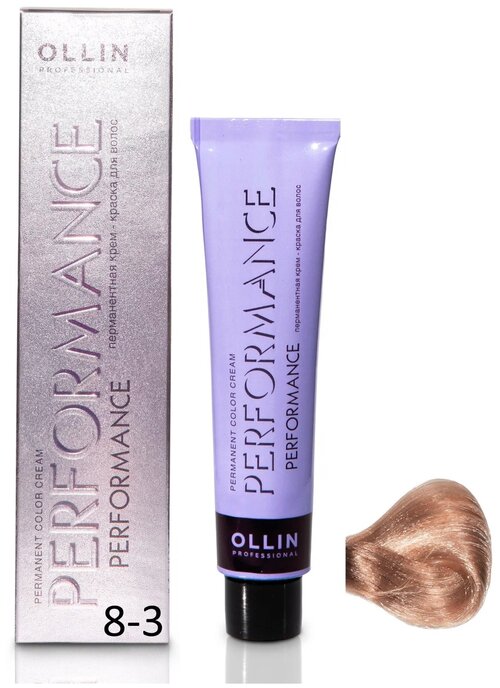 OLLIN Professional Performance перманентная крем-краска для волос, 8/3 светло-русый золотистый, 60 мл