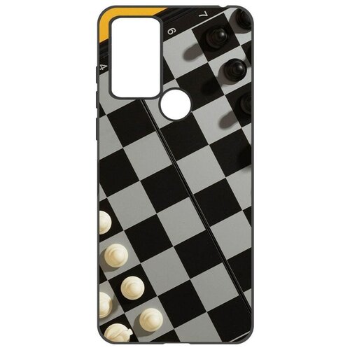 Чехол-накладка Krutoff Soft Case Шахматы для TCL 306 черный чехол накладка krutoff soft case мандаринки для tcl 306 черный