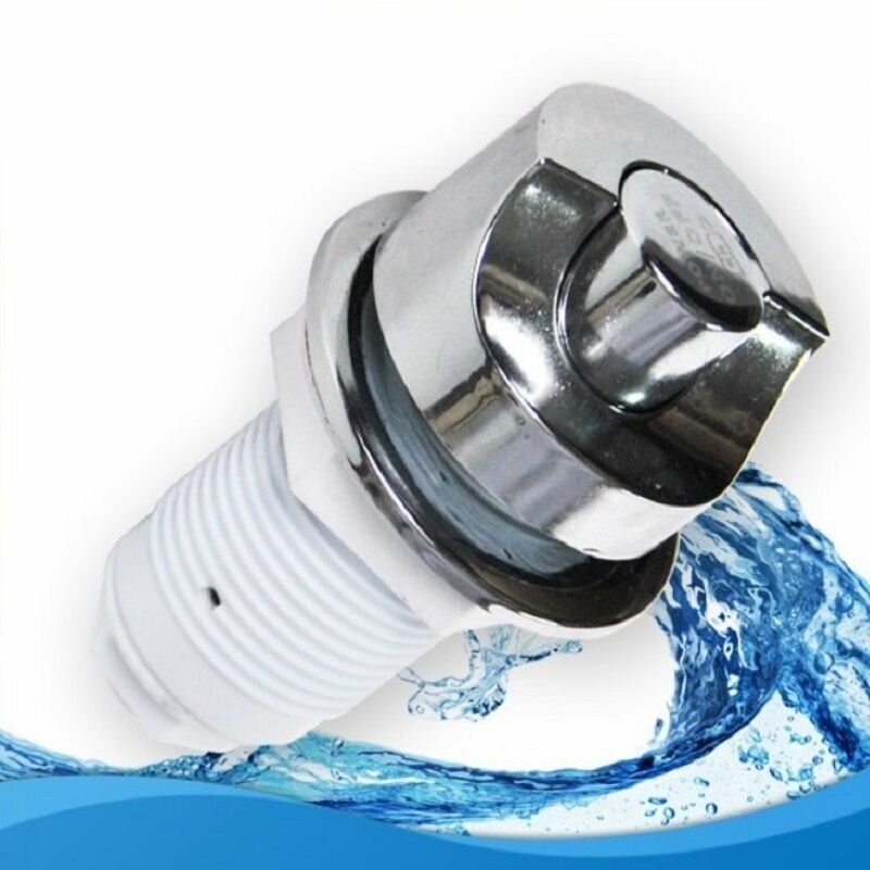 Пневмокнопка для джакузи и гидромассажной ванны PK-1 накладка 48мм, под отверстие 35мм. Кнопка включения и выключения гидромассажа (материал пластик, цвет хром).