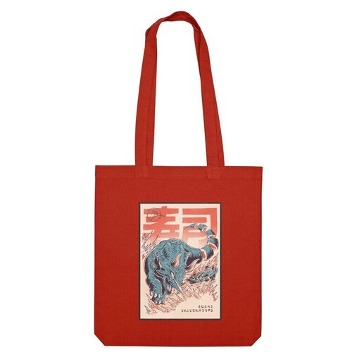 Сумка шоппер Us Basic, красный сумка суши динозавр трицератопс белый