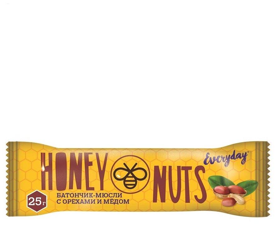 Батончик мюсли Everyday HONEY NUTS орехи и мёд 25 гр, шоубокс 20 шт.