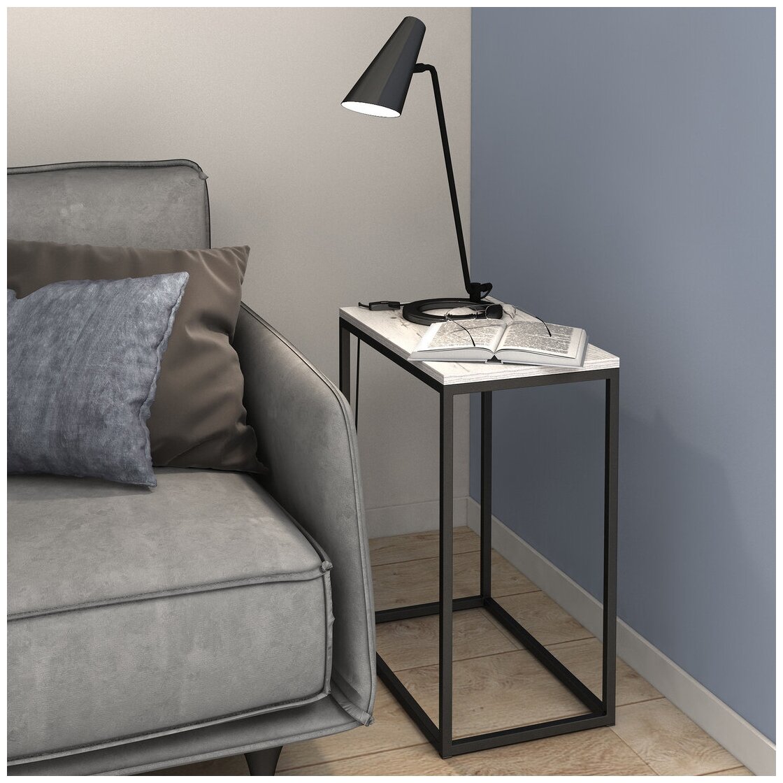 Консольный столик светло-серый, консоль мебельная, столик журнальный, приставной столик, 60x50x30 см, BELLA loft, Гростат - фотография № 6