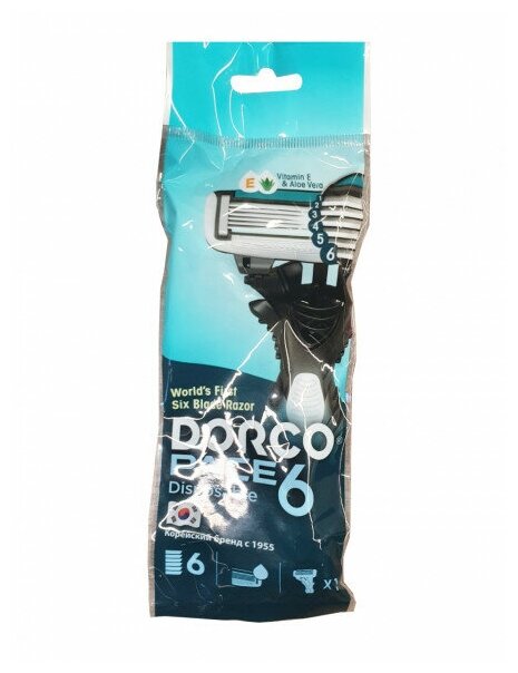 Станок Dorco Pace6 Одноразовый станок для бритья с 6 лезвиями мужской (sxa 100-1p) 1 шт.