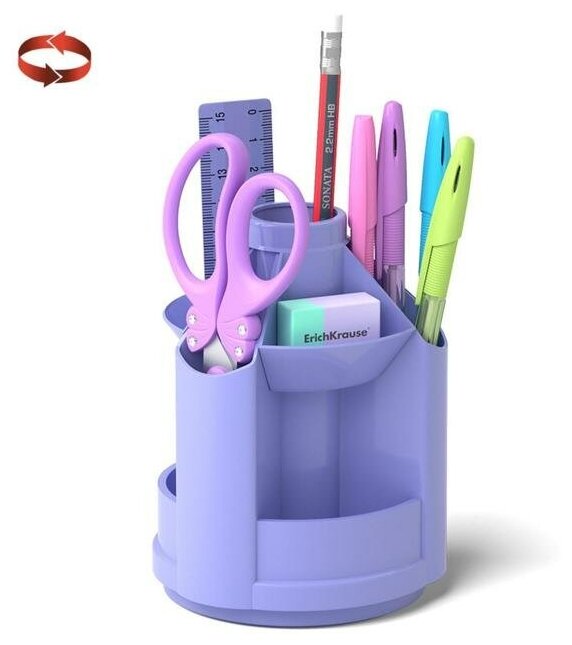 Набор настольный ErichKrause Mini Desk Pastel, 8 предметов, вращающийся, фиолетовый