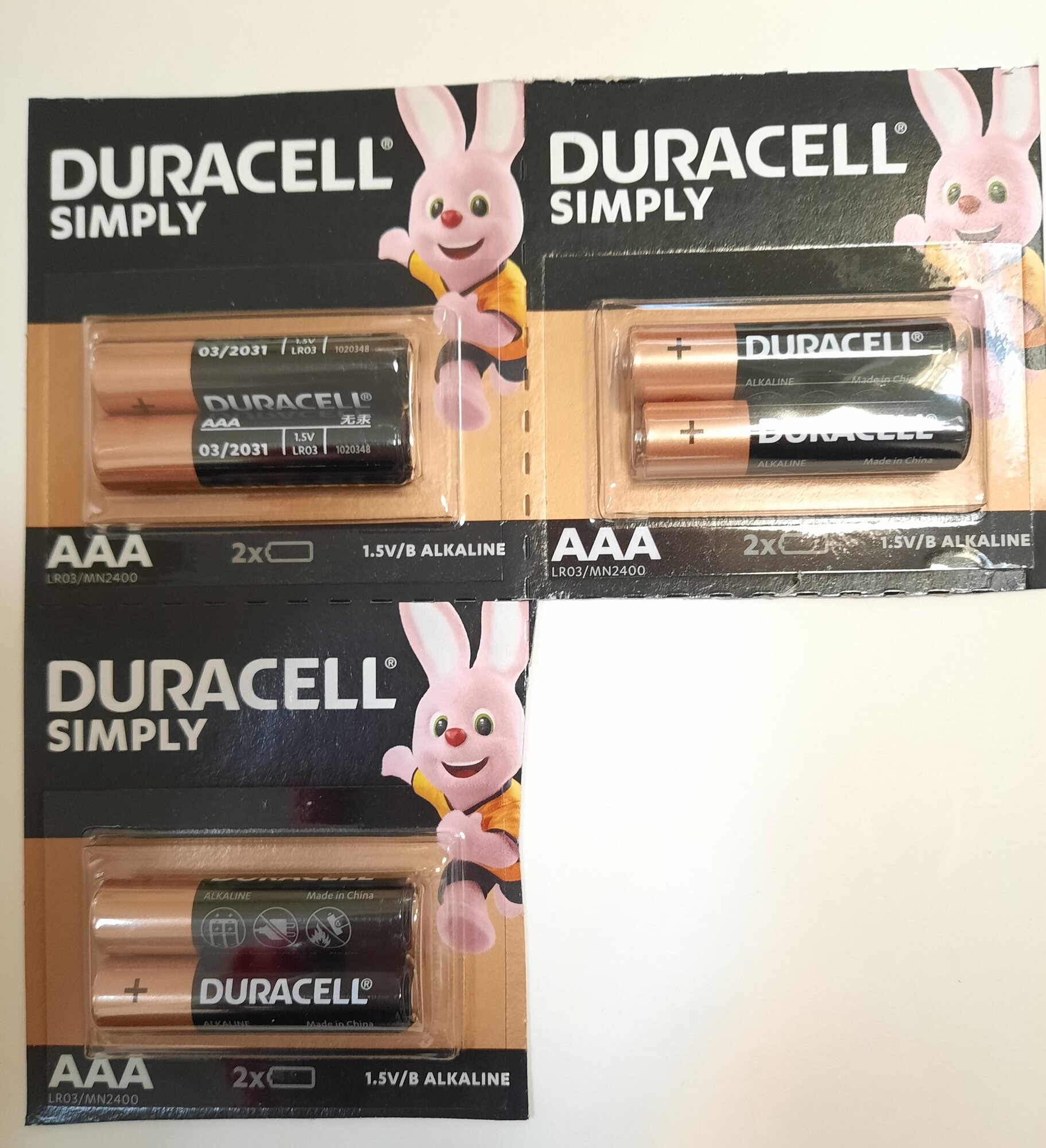 Батарейки DURACELL  LR03 по 2 на блистере SIMPLY по 6 шт.