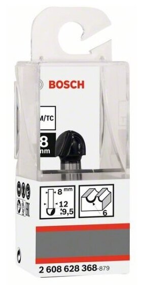 Фреза галтельная Bosch Std S8/R6/D12/L9,2