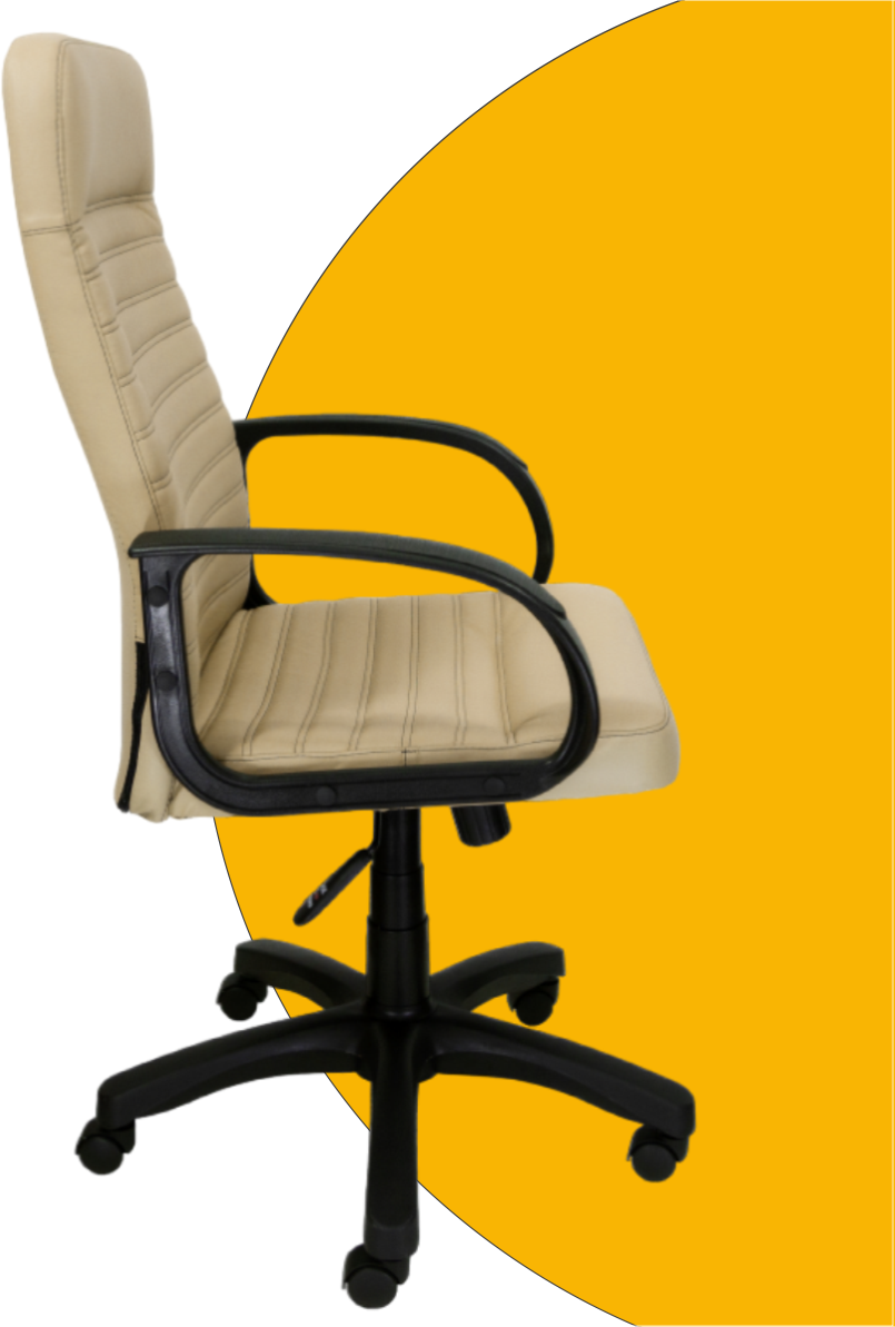 Кресло Компьютерное Руководителя для Дома и Офиса KR-5260, Кресло Офисное, Экокожа, цвет слоновая кость