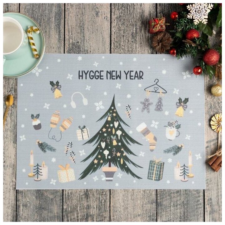 Доляна Новогодняя салфетка на стол Hygge New Year ПВХ, 40х29 см