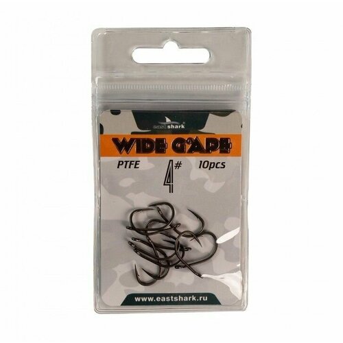 Крючки тефлон EastShark WIDE GAPE №4 (уп.10шт.) 2 упаковки