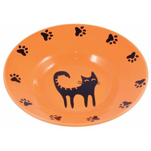 КерамикАрт миска керамическая- блюдце для кошек 140 мл оранжевая керамикарт керамическая миска блюдце для кошек 140 мл оранжевая