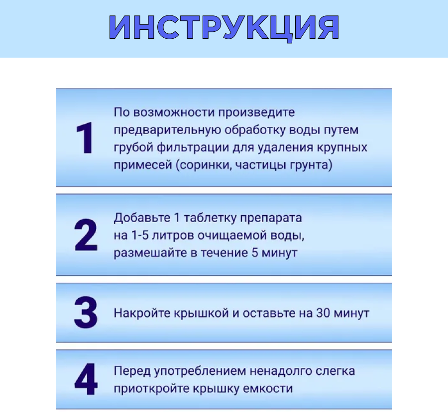 Таблетки для дезинфекции воды Хлортаб аква 5 (1 табл. на 5 л. воды), 10 шт. в блистере, 10 упак. - фотография № 2