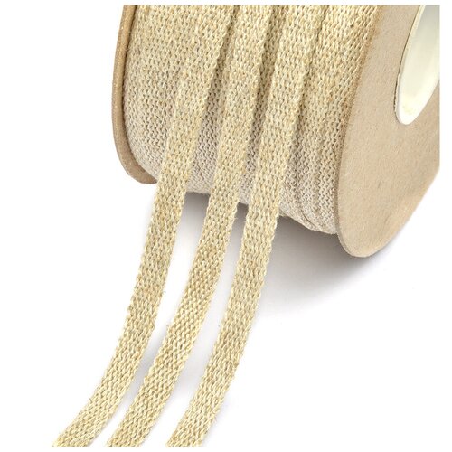 Шнур плоский х/б 10мм 6652 цв.071 льняной уп.50м