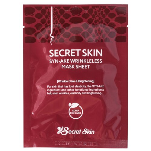 Secret Skin Syn-Ake Wrinkleless Mask тканевая маска со змеиным ядом, 20 г, 20 мл, 2 уп. тонер для лица secret skin тонер для лица антивозрастной secret skin syn ake wrinkleless