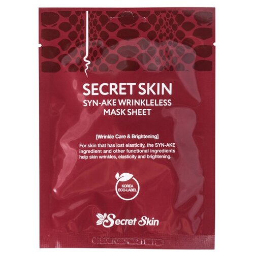 Secret Skin Syn-Ake Wrinkleless Mask тканевая маска со змеиным ядом, 20 г, 20 мл, 2 уп.