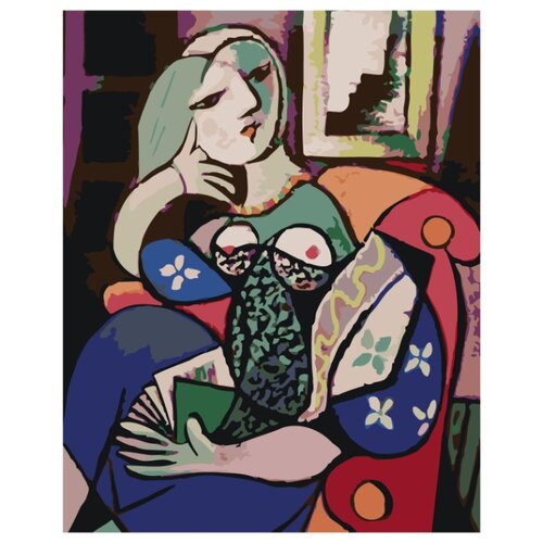 фото Женщина с книгой раскраска картина по номерам на холсте ktmk-77079 40х50 живопись по номерам