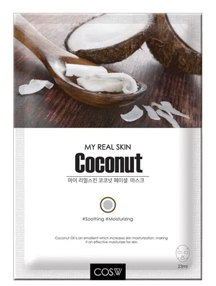 COS.W My Real Skin Face Mask Coconut Тканевая маска для лица с экстрактом кокоса увлажняющая и успокаивающая (10шт)