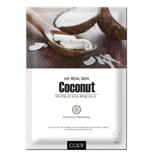 COS.W My Real Skin Face Mask Coconut Тканевая маска для лица с экстрактом кокоса увлажняющая и успокаивающая (10шт)