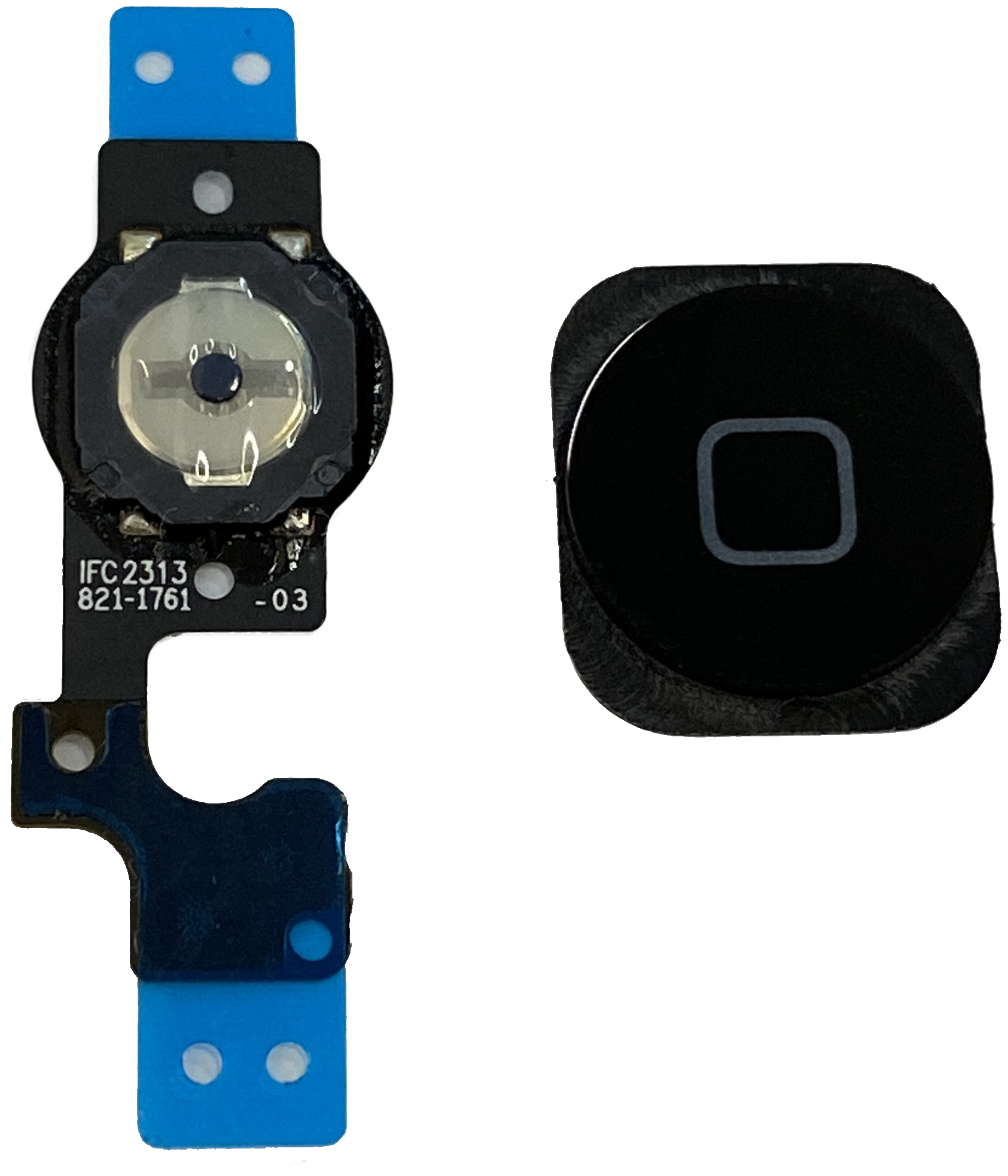 Шлейф кнопки Home на iPhone 5C (комплект: шлейф и толкатель) Черный