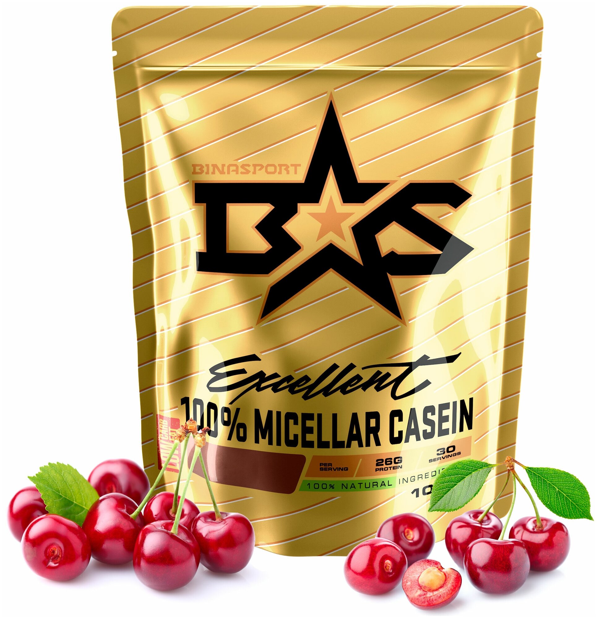 Мицеллярный казеин Binasport "100% Miccellar Casein" 1000 г со вкусом вишни