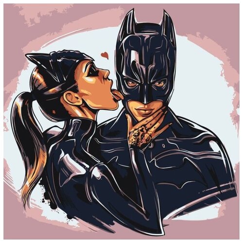 Картина по номерам Бэтмен и Женщина-кошка, 40x40 см