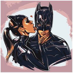 Картина по номерам "Бэтмен и Женщина-кошка", 40x40 см