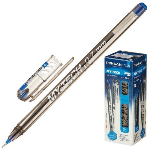 Ручка шариковая одноразовая Pensan My Tech синяя (толщина линии 0.7 мм) 25 штук