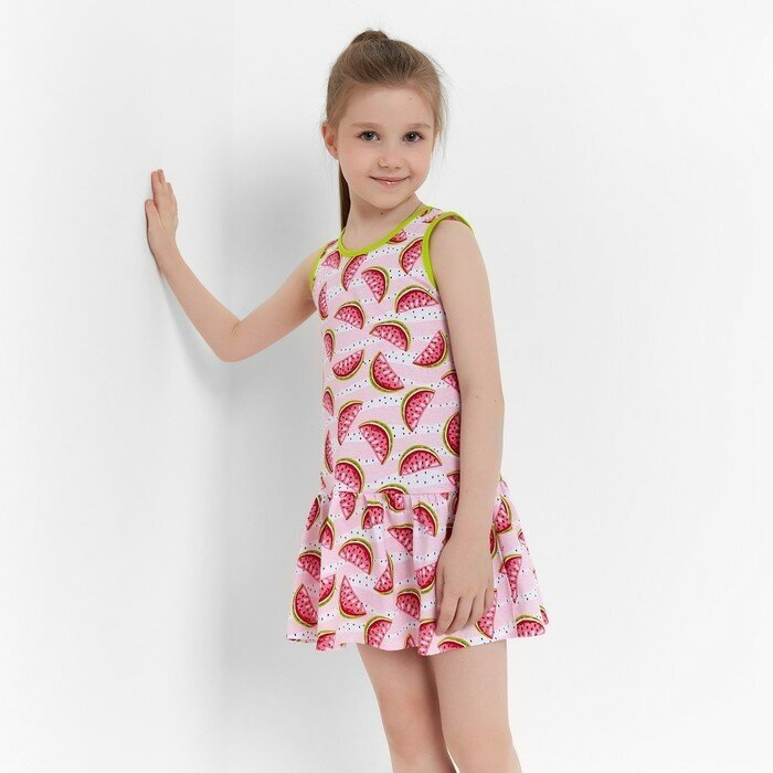 Платье для девочки, цвет розовый/арбузы, рост 122 см - фотография № 4