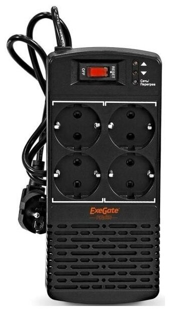 Exegate EP285941RUS Стабилизатор ExeGate Power AD5000-500 (500VA/300W, диапазон 150.280В, 4 евророзетки)