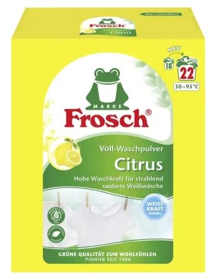 Стиральный порошок Frosch Citrus с отбеливателем, 1350 г - фото №1