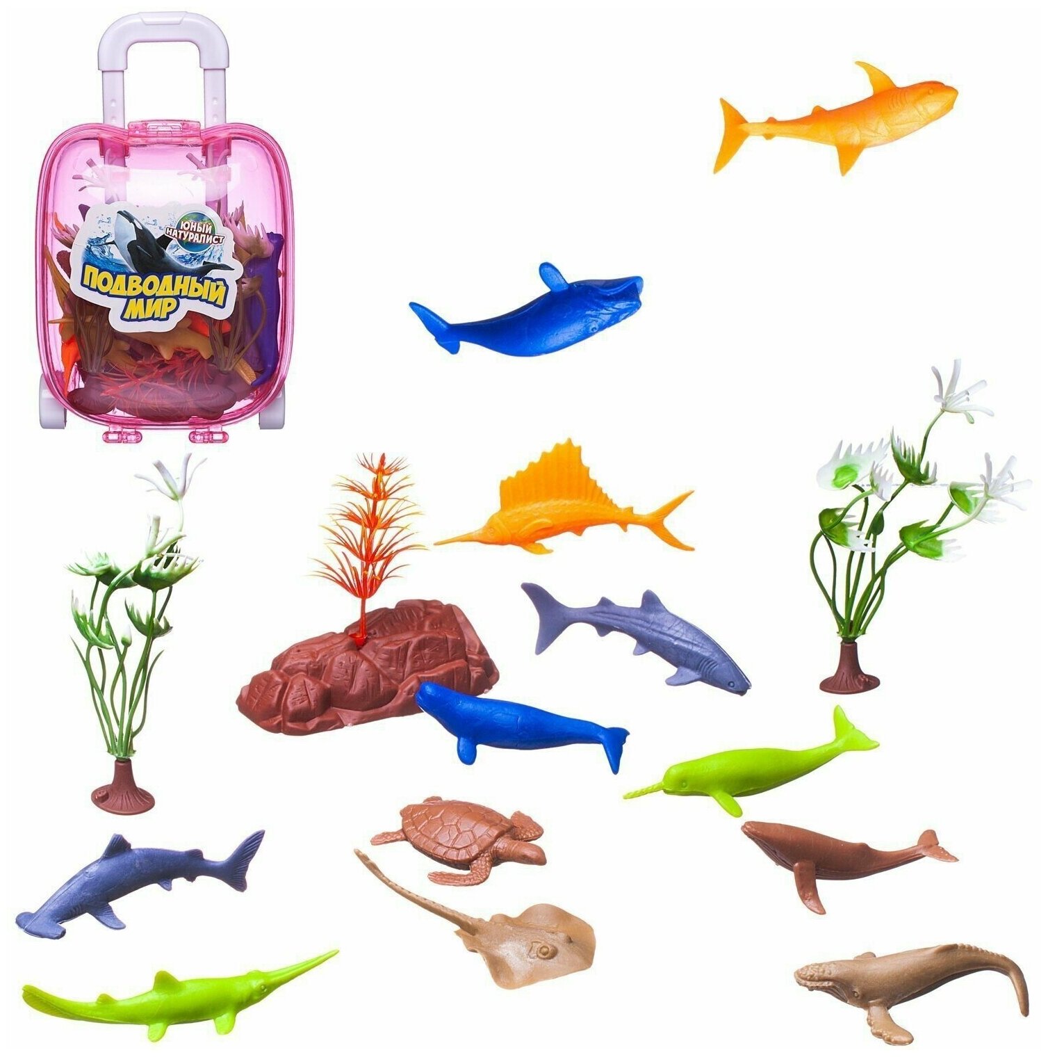 Фигурки ABtoys Юный натуралист Морские животные в чемоданчике PT-01222/1, 12 шт. - фото №3