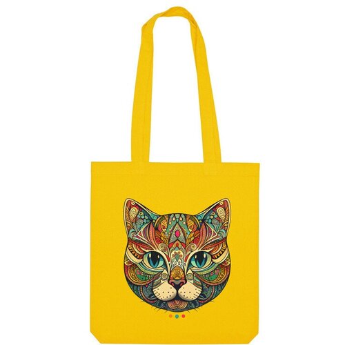 Сумка шоппер Us Basic, желтый сумка цветная кошка с узорами мандала ярко синий