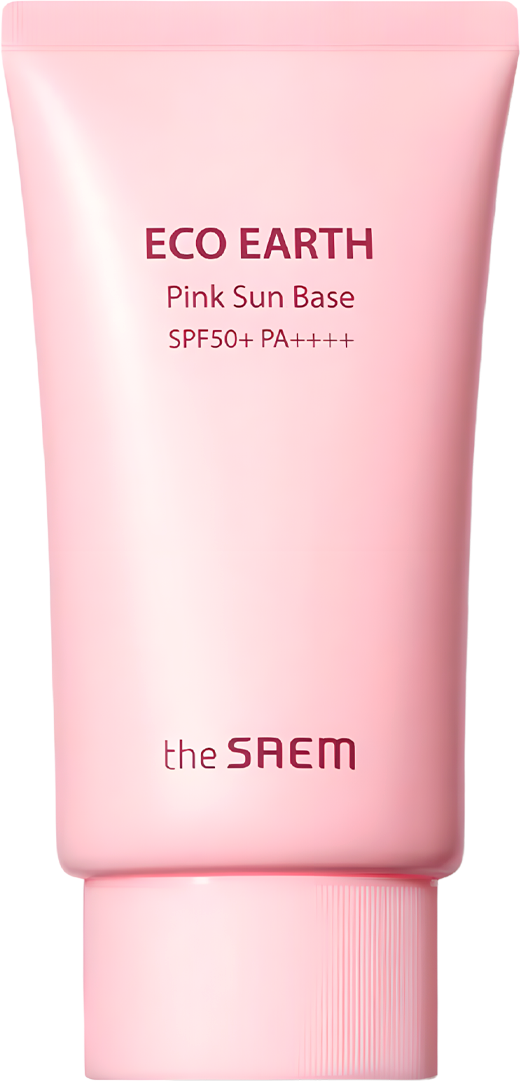 Крем-база с каламиновой пудрой The Saem Eco Earth Pink Sun Base SPF 50+ PA++++