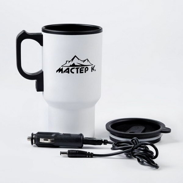 Термокружка, 450 мл, Автомобильная сохраняет тепло 4 ч, 12х17см, белая