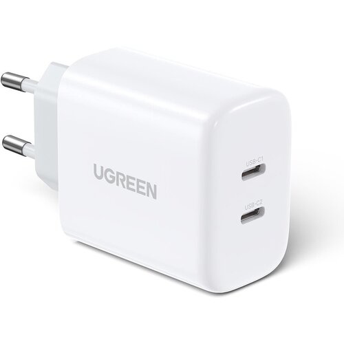 Сетевое зарядное устройство Ugreen CD 243 USB-C+USB-C, 20W+20W PD Fast Charger, цвет белый (10343)