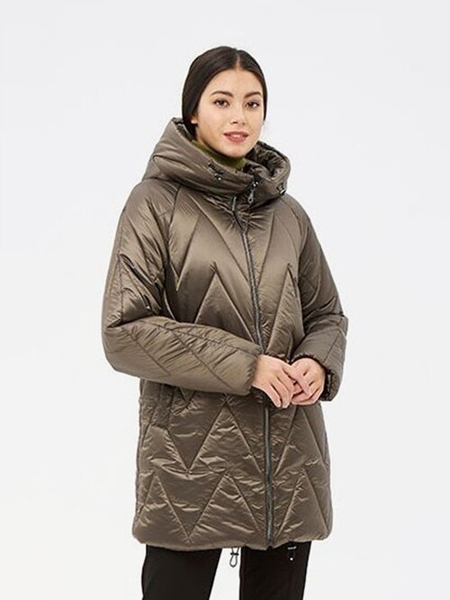 куртка  DIXI COAT, демисезон/зима, средней длины, силуэт прямой, стеганая, капюшон, карманы, размер 32