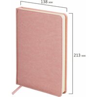 Ежедневник-планер (планинг), записная книжка, блокнот недатированный А5 138х213 мм Brauberg Imperial под кожу, 160 л, розовый, 111859