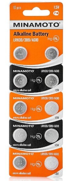 Батарейка LR1130 - Minamoto AG10 LR1130/10BL (10 штук)