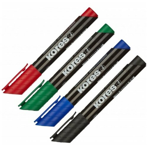 Набор маркеров KORES 1,5-3мм 4шт/уп 20943 набор маркеров для досок kores круглый наконечник 2мм 4 цвета 4шт 18 уп